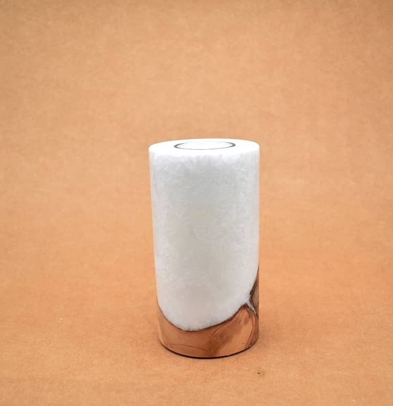Kerze mit Holz Unikat Rund 80 x 150 mm mit Teelicht Nr.: 12