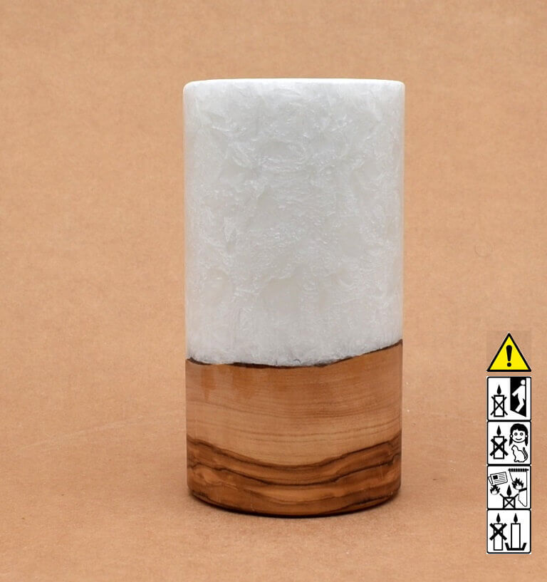 Kerze mit Holz Unikat Rund 80 x 150 mm mit Teelicht Nr.: 12