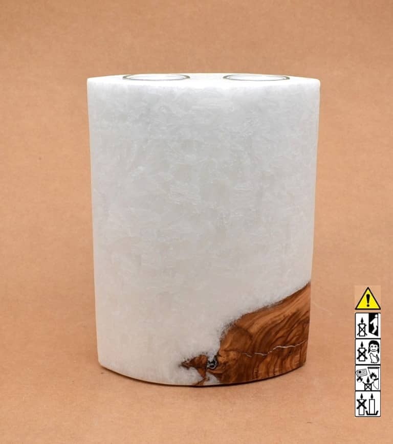 Kerze mit Holzelement, Individuelle, persönliche Hochzeitskerze  Holzkerze, Rund Stearinoptik, Hochzeitskerze mit Teelicht im Kerzen online Shop für Hochzeiten bestellen, günstig kaufen.