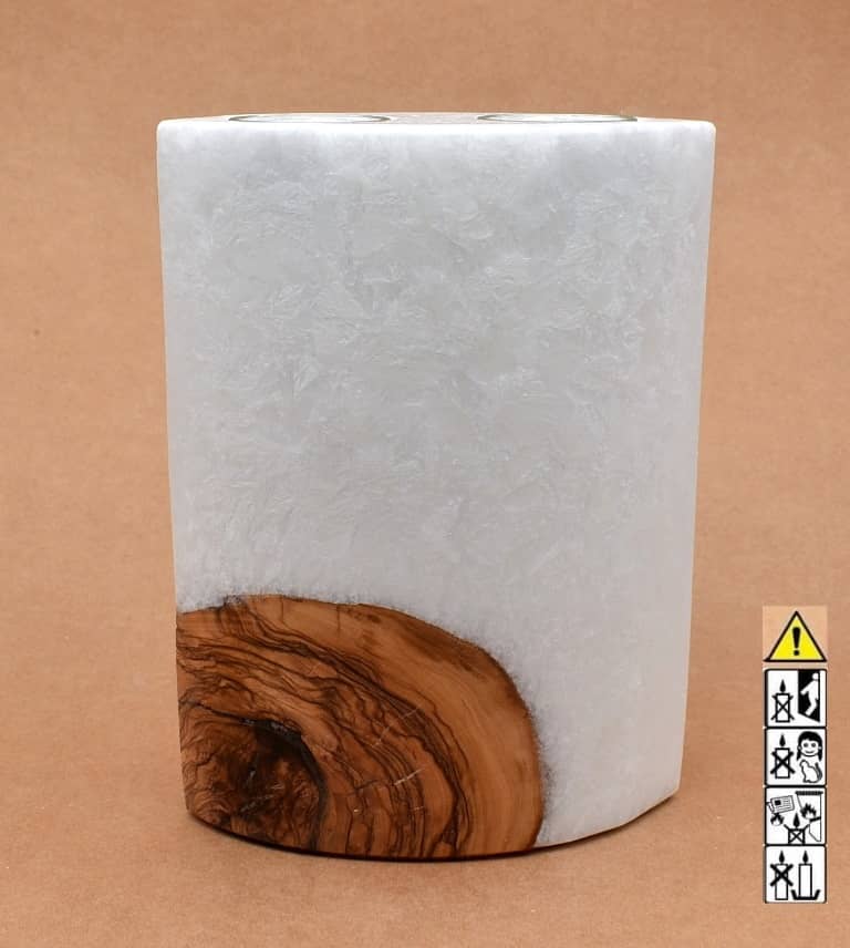 Kerze mit Holzelement, Individuelle, persönliche Hochzeitskerze  Holzkerze, Rund Stearinoptik, Hochzeitskerze mit Teelicht im Kerzen online Shop für Hochzeiten bestellen, günstig kaufen.