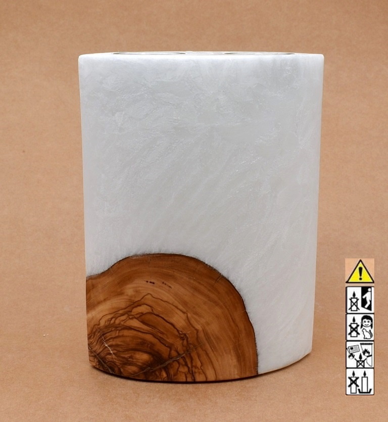 Kerze mit Holzelement, Individuelle, persönliche Hochzeitskerze  Holzkerze, Rund Stearinoptik, Hochzeitskerze mit Teelicht im Kerzen online Shop für Hochzeiten bestellen, günstig kaufen.