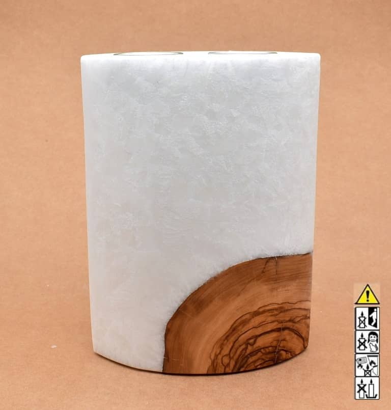 Kerze mit Holzelement, Individuelle, persönliche Hochzeitskerze  Holzkerze, Rund Stearinoptik, Hochzeitskerze mit Teelicht im Kerzen online Shop für Hochzeiten bestellen, günstig kaufen.