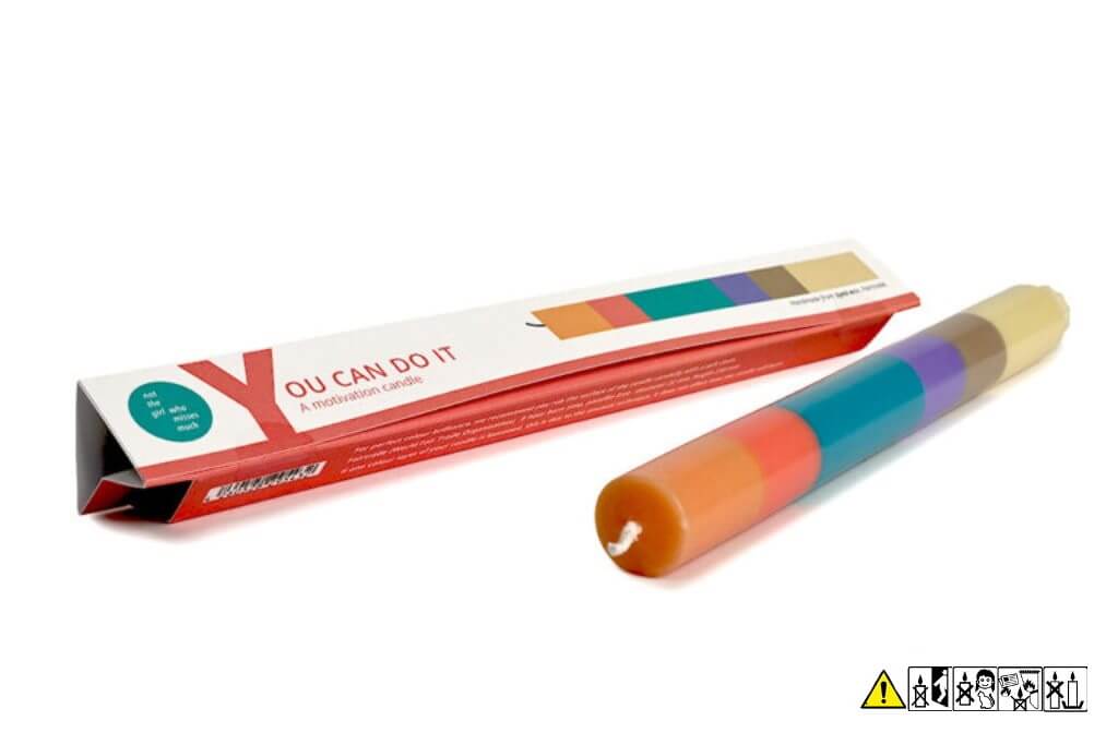 Bunte Stabkerze "Du kannst das" 22 x 230 mm (ohne Deko)