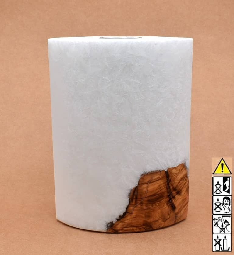 Oval Kerze mit Holz, Unikat Holzkerze, Individuelle runde Hochzeitskerze mit Holz aus Stearin. Kerze mit Holzelement, Individuelle, persönliche Hochzeitskerze Holzkerze, Rund Stearinoptik, Hochzeitskerze mit Teelicht im Kerzen online Shop für Hochzeiten bestellen, günstig kaufen.