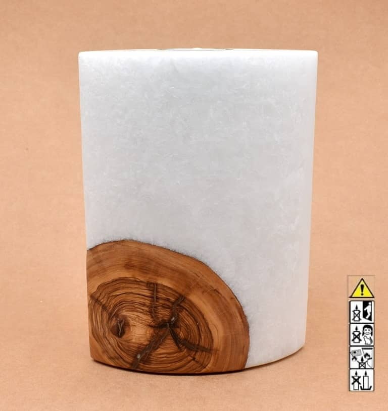 Kerze mit Holzelement, Individuelle, persönliche Hochzeitskerze  Holzkerze, Rund Stearinoptik, Hochzeitskerze mit Teelicht im Kerzen online Shop für Hochzeiten bestellen, günstig kaufen.