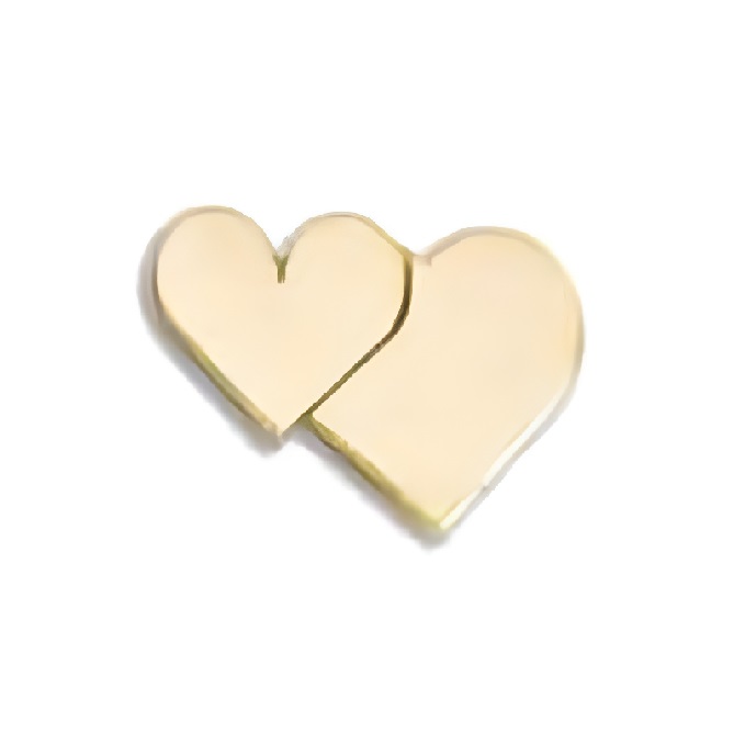Verzierornamente  Doppelherz groß 30 x 15 mm in Gold