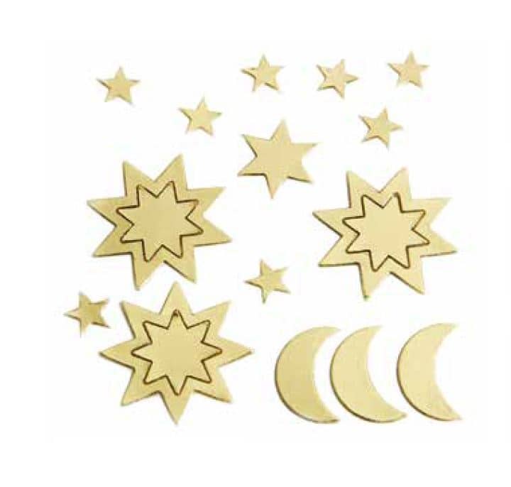 Verzierornamente Sterne Sortiment in Gold Verzierornamente Sterne Sortiment in Gold