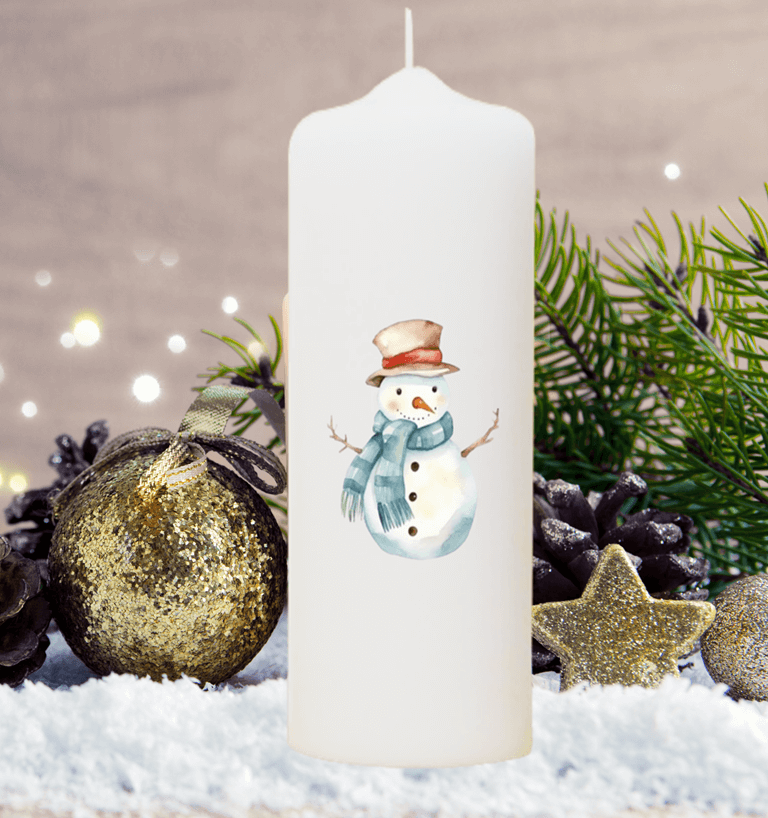 Adventskranzkerzen "Schneemann türkis"