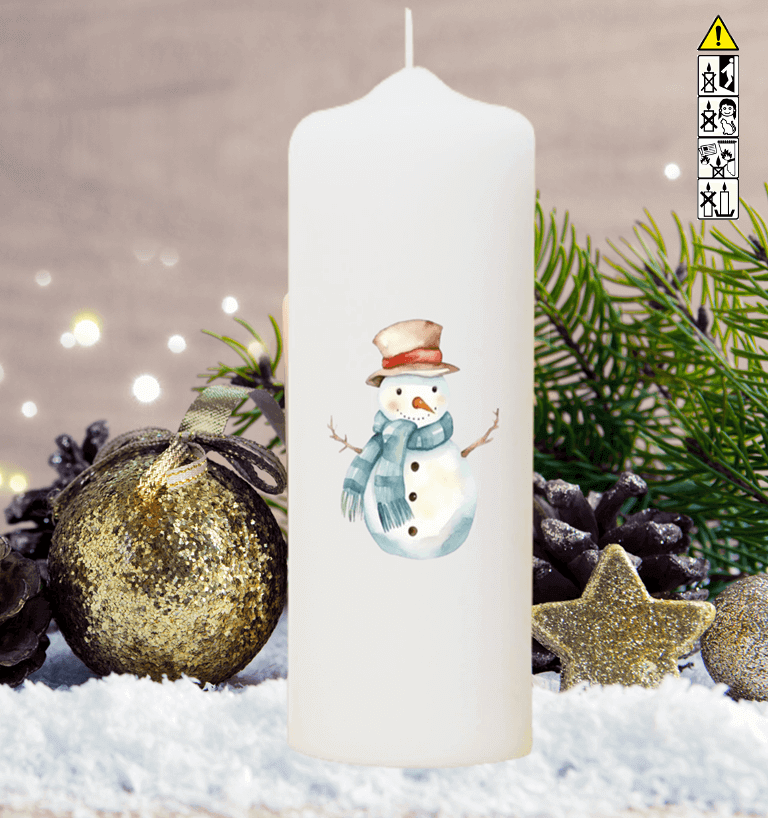 Adventskranzkerzen "Schneemann türkis"