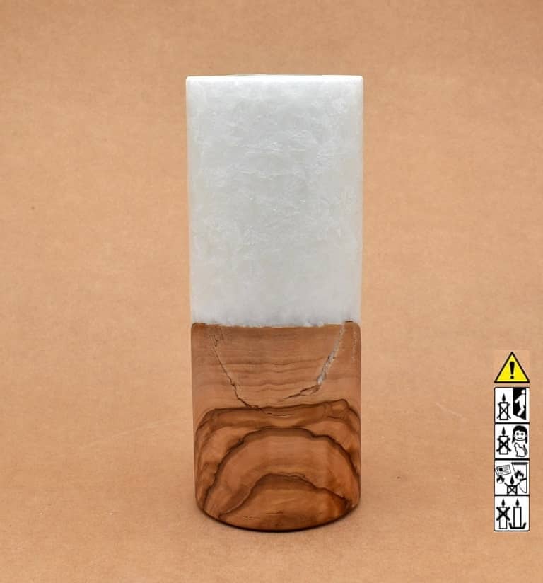 Kerze mit Holz Unikat Rund 80x200mm mit Teelicht. Jetzt in unserem Geschenke Onlineshop kaufen.