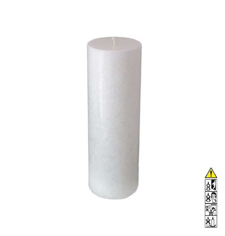 Kerzenrohling Rund Stearin weiß-kristall 90 x 300 mm mit Docht