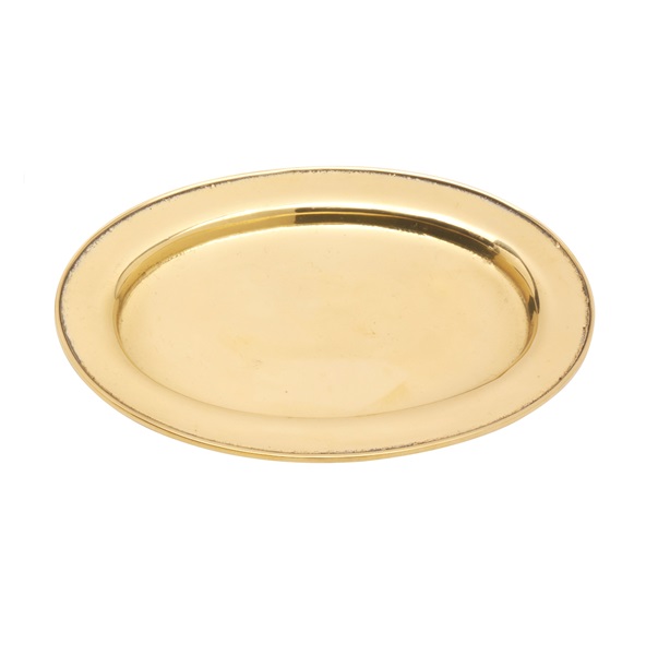 Kerzenteller / Kerzenhalter oval Innen = 9 x 5,5 cm goldoptik poliert