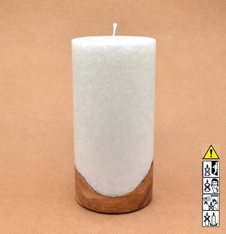 Hochzeitskerze, Kerze mit Holzeinsatz ohne Teelicht rund, Stearin, im Kerzen online Shop für Hochzeiten bestellen, günstig kaufen.