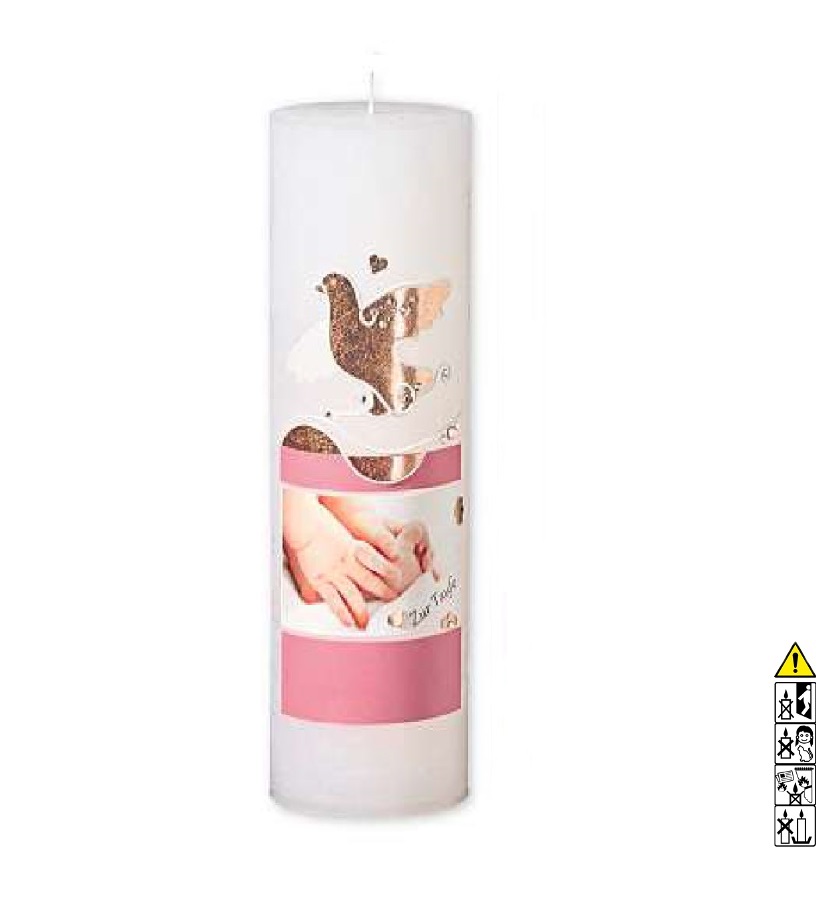 Taufkerze Rustica Babyhände rosa 250 x 80 mm Taufkerze kaufen mit Motiv Rustica Babyhände rosa 250 x 80 mm