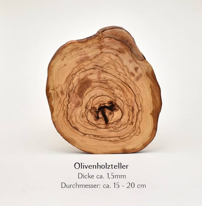 Kerzenteller rundlich Olivenholz 15 - 20 cm