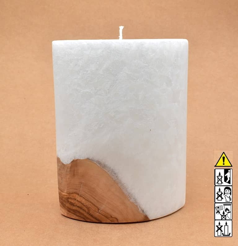 Kerze mit Holzelement, Individuelle, persönliche Hochzeitskerze  Holzkerze, Rund Stearinoptik, Hochzeitskerze mit Teelicht im Kerzen online Shop für Hochzeiten bestellen, günstig kaufen.