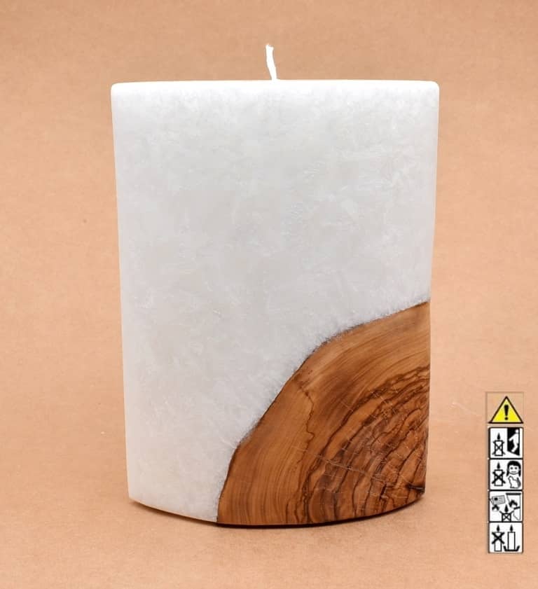 Kerze mit Holzelement, Individuelle, persönliche Hochzeitskerze  Holzkerze, Rund Stearinoptik, Hochzeitskerze mit Teelicht im Kerzen online Shop für Hochzeiten bestellen, günstig kaufen.