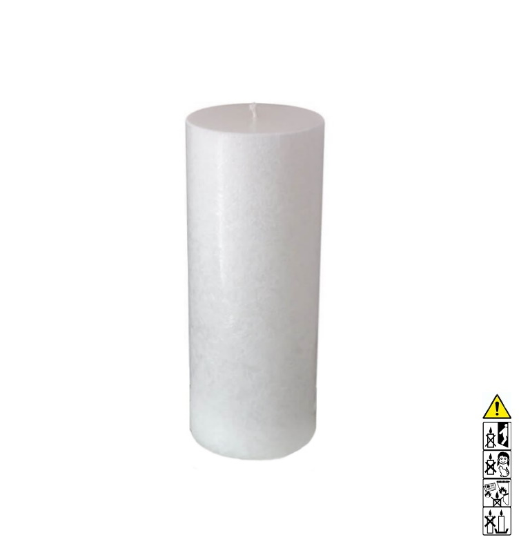 Kerzenrohling Rund Stearin weiß-kristall 90 x 250 mm mit Docht