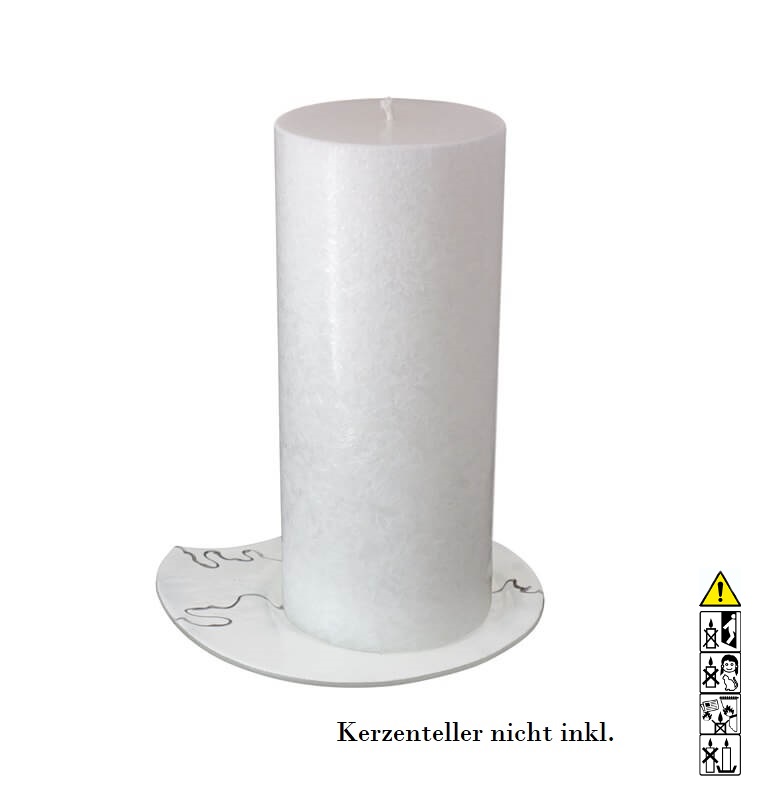 Kerzenrohling Stumpenkerze Stearin weiß-kristall 300 x 120 mm (ohne Kerzenteller) Kerzenrohling Stumpenkerze Stearin weiß-kristall 300 x 120 mm (ohne Kerzenteller)