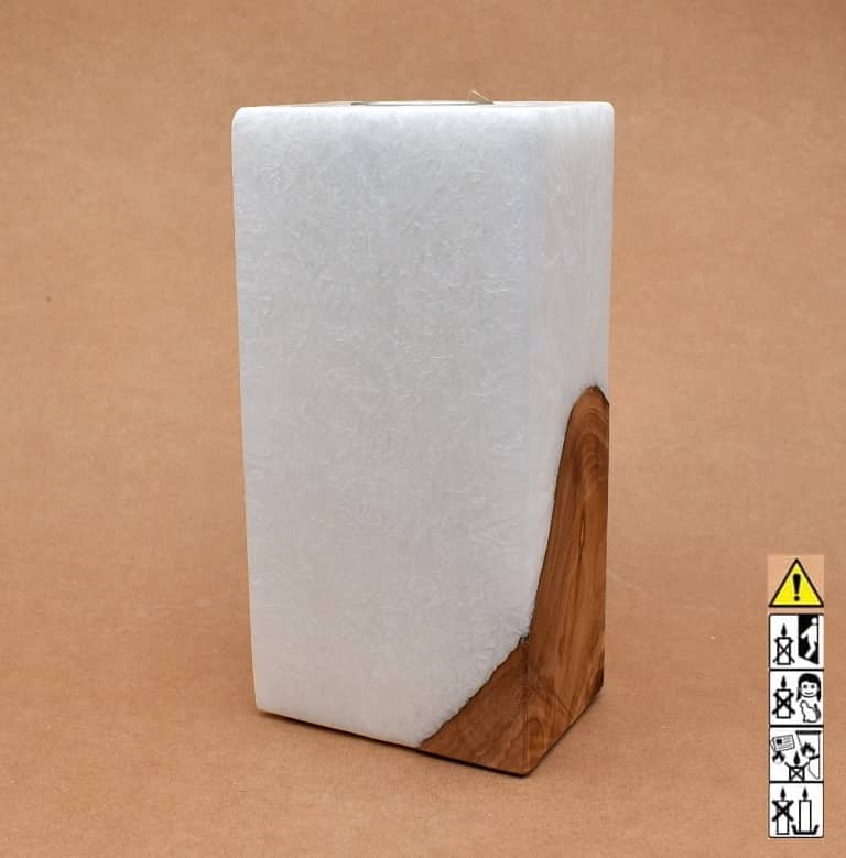 Kerze mit Holz Unikat Quader 70 x 100 x 200 mm mit Teelicht Nr.: 5