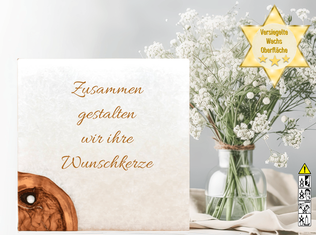 Hochzeitskerze 20 x 20 cm 2 Teelichter mit 1 Holzelement "selbstgestaltet" Hochzeitskerze 20 x 20 cm 2 Teelichter mit 1 Holzelement "selbstgestaltet"