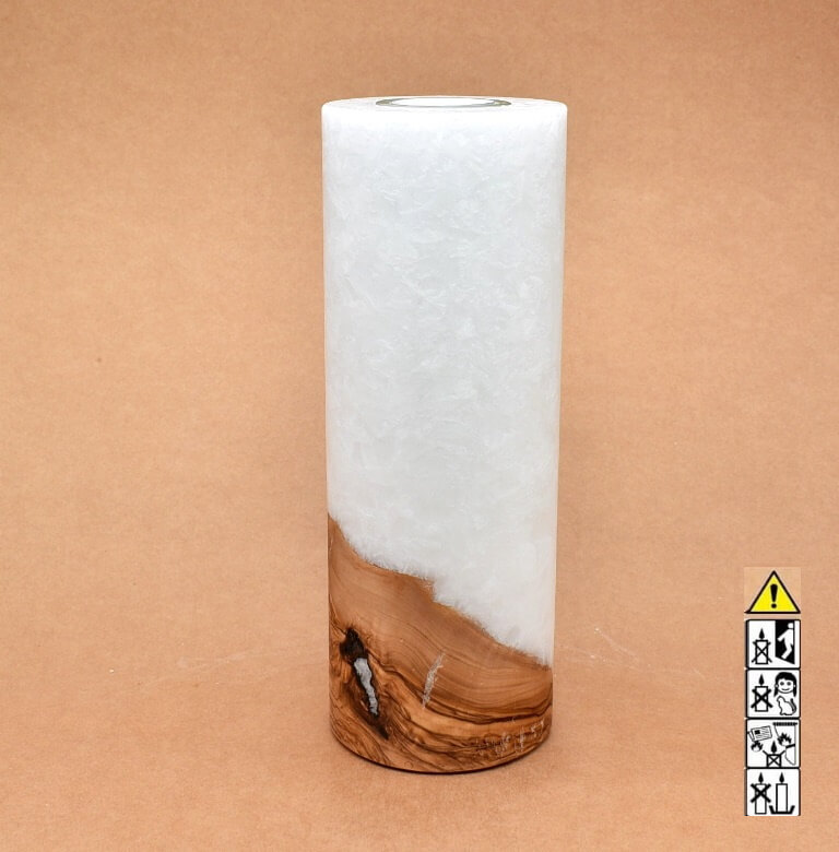 Kerze mit Holzelement, Individuelle, persönliche Hochzeitskerze  Holzkerze, Rund Stearinoptik, Hochzeitskerze mit Teelicht im Kerzen online Shop für Hochzeiten bestellen, günstig kaufen.