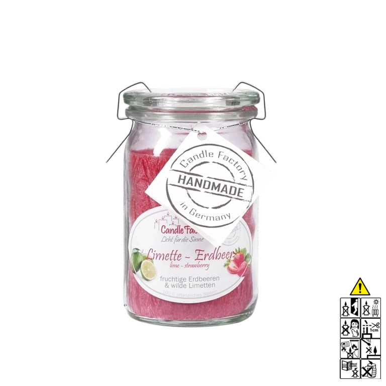 Limette - Erdbeere - Baby Jumbo Duftkerze im Glas von Candle Factory