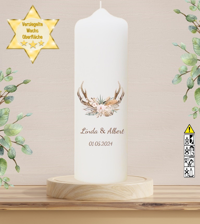 Personalisierte Hochzeitskerze "Jäger" 30 cm Personalisierte Hochzeitskerze "Jäger" 30 cm