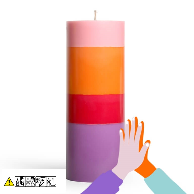 Bunte Stumpenkerze "Freundschaft" 75 x 200 mm