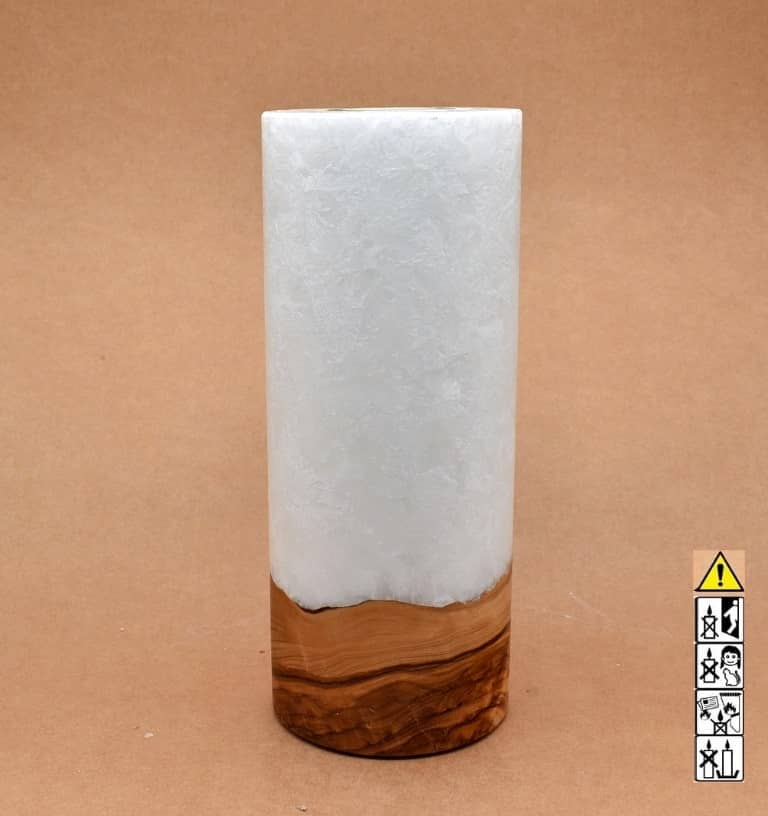 Kerze mit Holz Unikat Rund 100x250mm mit Teelicht. Jetzt in unserem Geschenke Onlineshop kaufen.