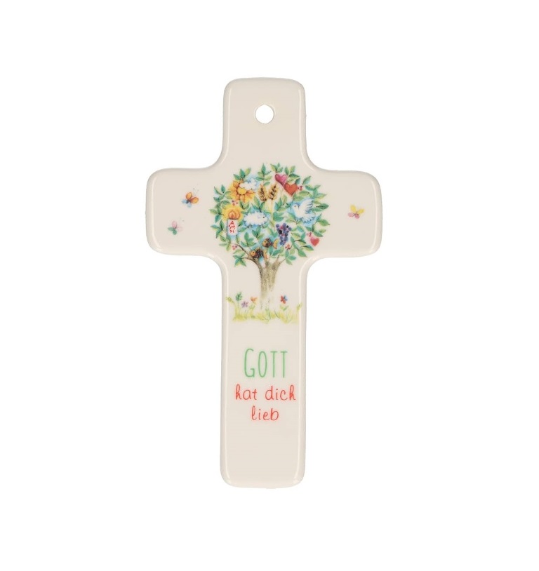 Porzellankreuz - Lebensbaum - 11 x 6,5 cm Porzellankreuz - Lebensbaum - 11 x 6,5 cm