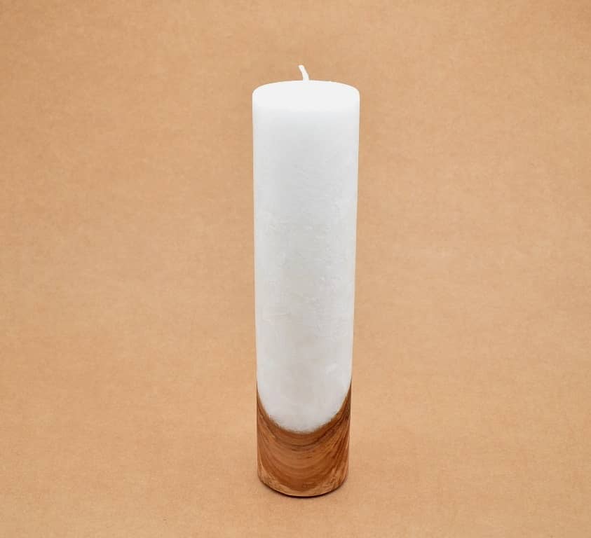Kerze mit Holz Unikat Rund 60 x 250 mm ohne Teelichteinsatz Nr. 7