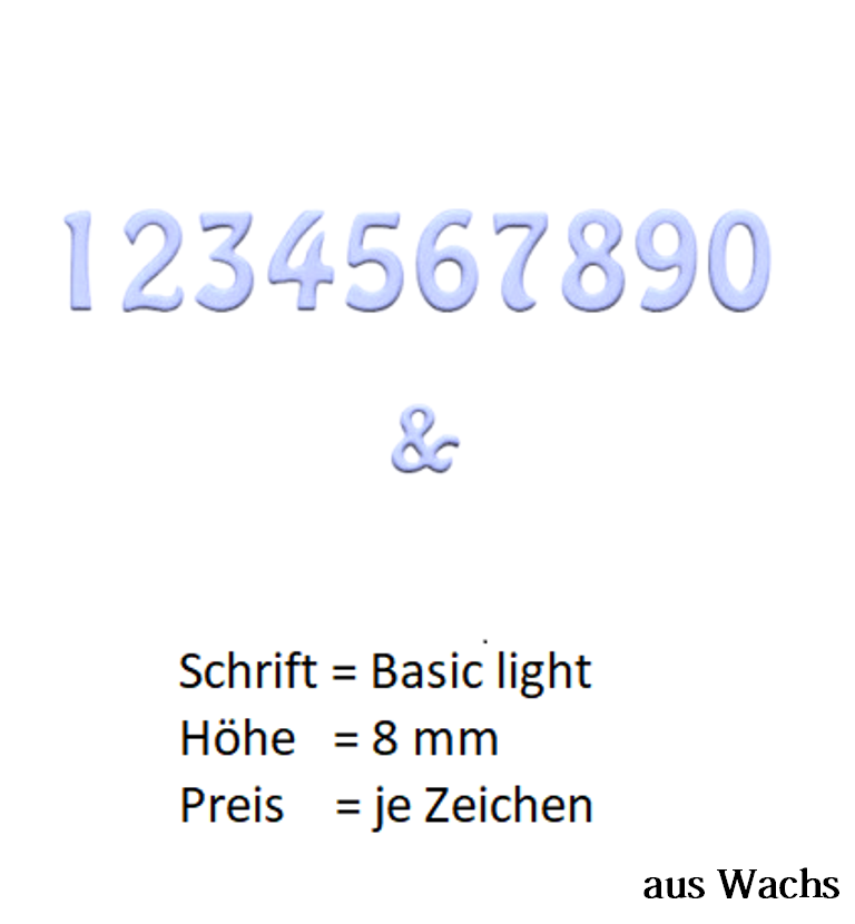 Zahl (Preis je Zahl) Echtwachs in Hellblau "Basic-light" in 8 mm. Zahl (Preis je Zahl) Echtwachs in Hellblau "Basic-light" in 8 mm.