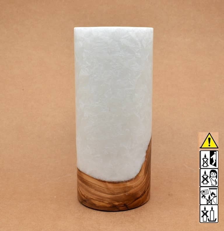 Kerze mit Holz Unikat Rund 90 x 200 mm mit Teelicht Nr.: 8