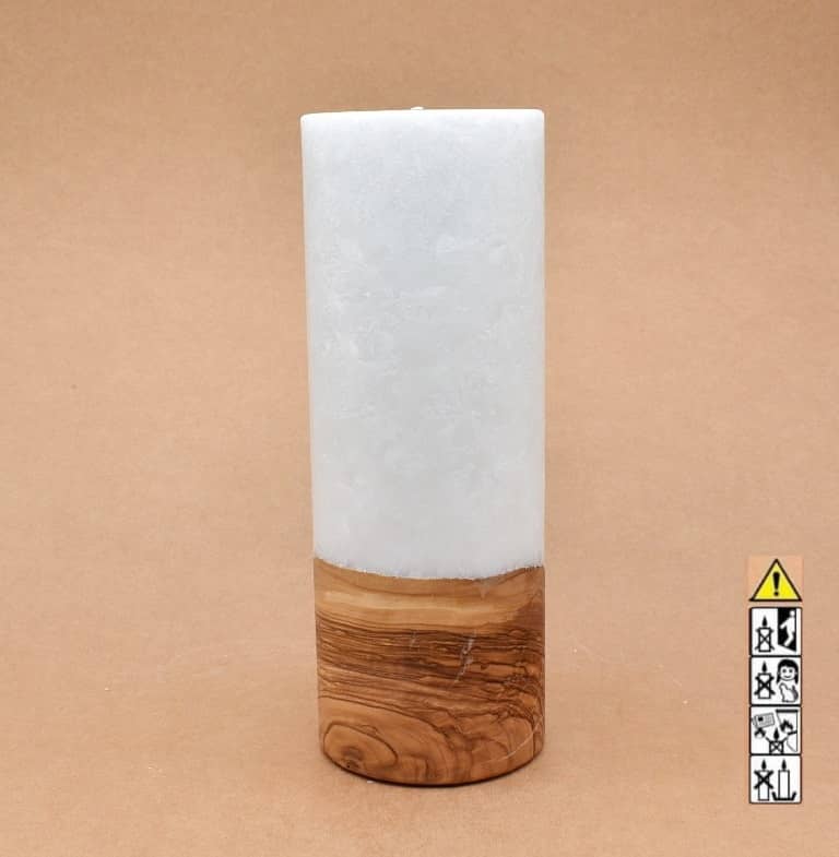 Kerze mit Holzelement, Individuelle, persönliche Hochzeitskerze  Holzkerze, Rund Stearinoptik, Hochzeitskerze mit Teelicht im Kerzen online Shop für Hochzeiten bestellen, günstig kaufen.