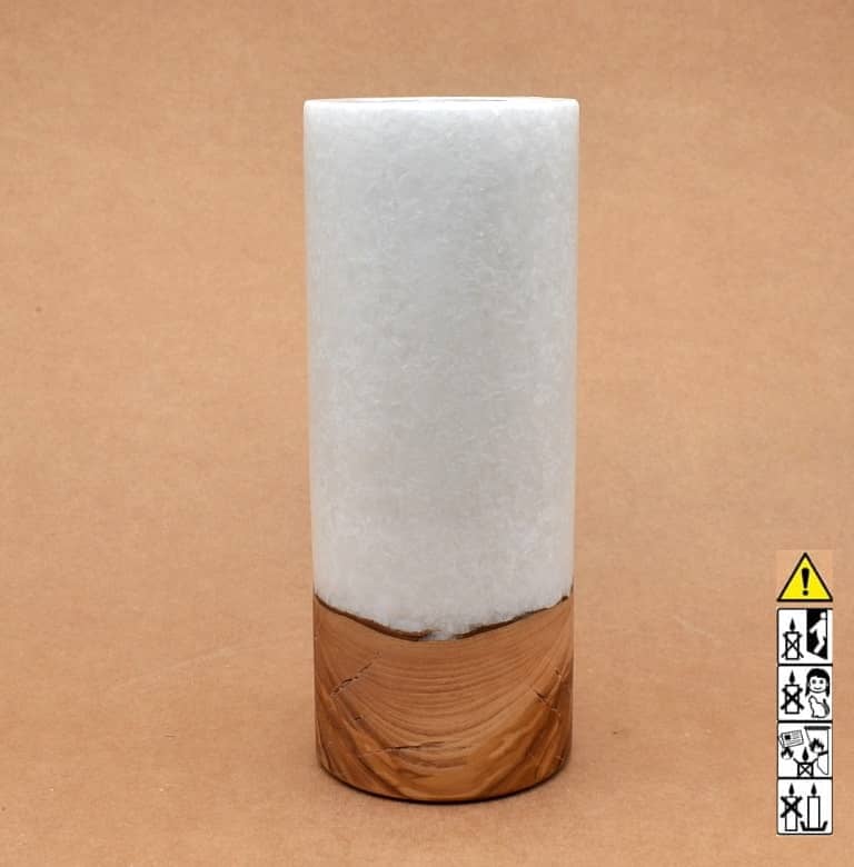 Kerze mit Holz Unikat Rund 80 x 200 mm mit Teelicht Nr.: 11