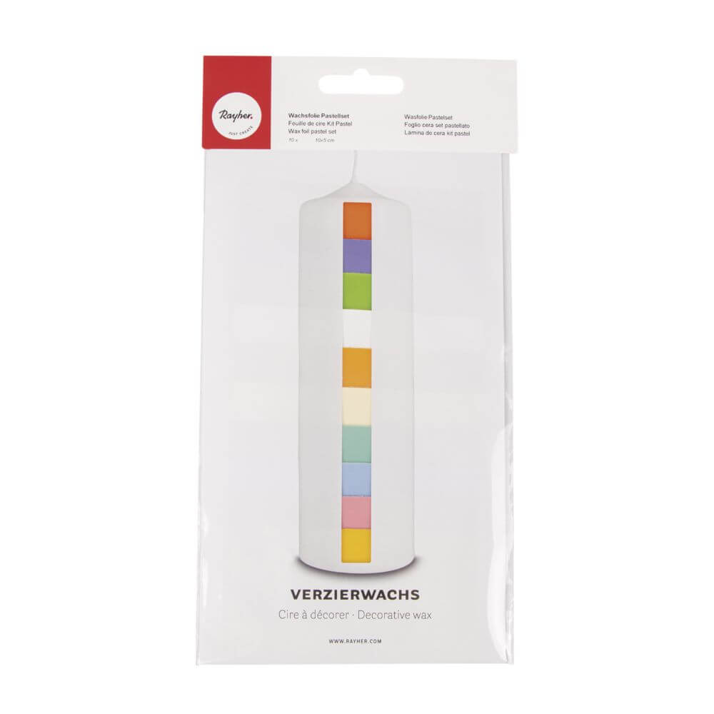 Verzierwachsplatten 10er Sortiment Pastell (verschiedene Farben) 10 x 5 cm