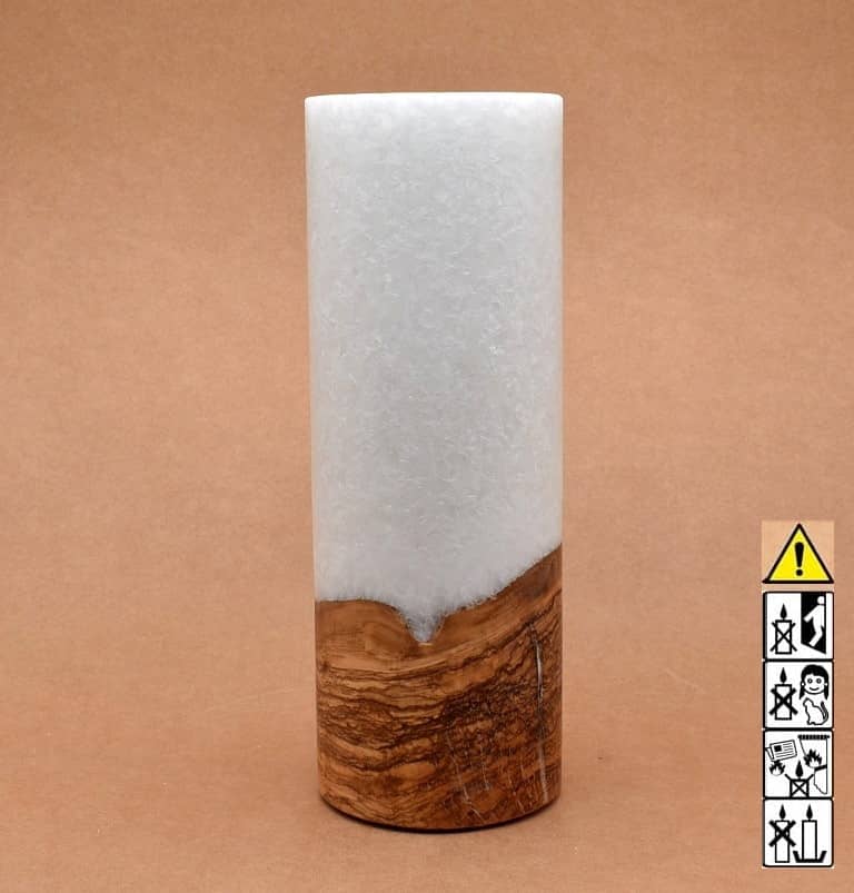 Runde Kerze mit Holz, Unikat Holzkerze, Individuelle runde Hochzeitskerze mit Holz aus Stearin. Kerze mit Holzelement, Individuelle, persönliche Hochzeitskerze  Holzkerze, Rund Stearinoptik, Hochzeitskerze mit Teelicht im Kerzen online Shop für Hochzeiten bestellen, günstig kaufen.