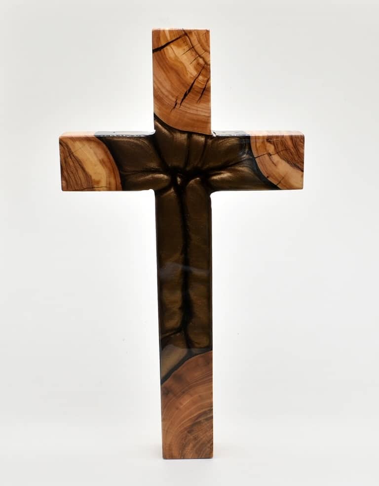 Olivenholzkreuz in tiefbraun 30x16 cm
