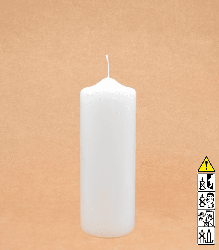 Kerzenrohling Spitzkopfkerze 250 x 90 mm getaucht weiß