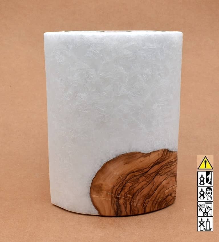 Kerze mit Holzelement, Individuelle, persönliche Hochzeitskerze  Holzkerze, Rund Stearinoptik, Hochzeitskerze mit Teelicht im Kerzen online Shop für Hochzeiten bestellen, günstig kaufen.