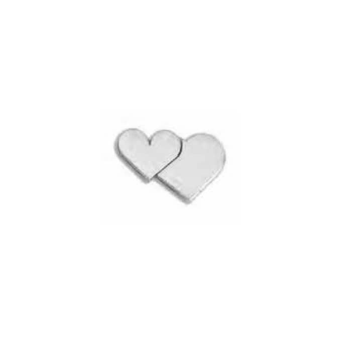 Verzierornamente Doppelherz groß 30 x 15 mm in Silber Verzierornamente Doppelherz groß 30 x 15 mm in Silber