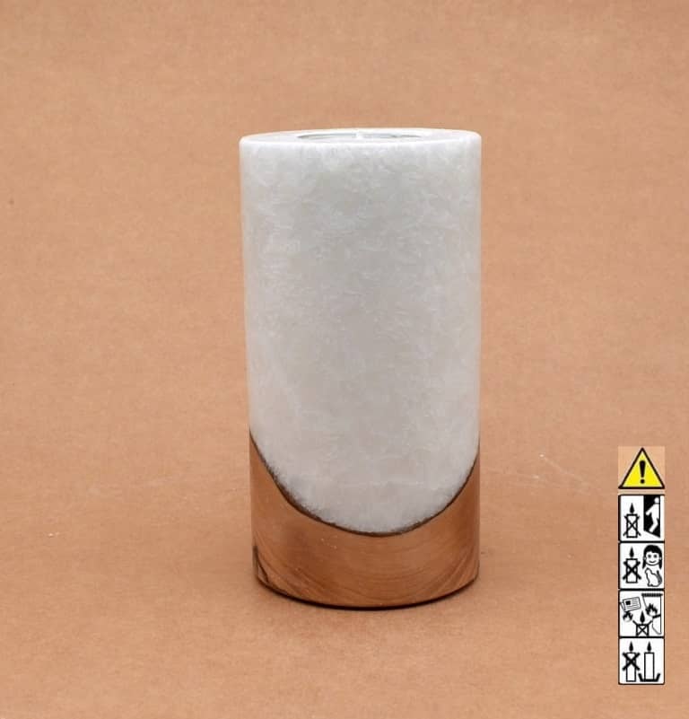 Kerze mit Holz Unikat Rund 80 x 150 mm mit Teelicht Nr.: 10