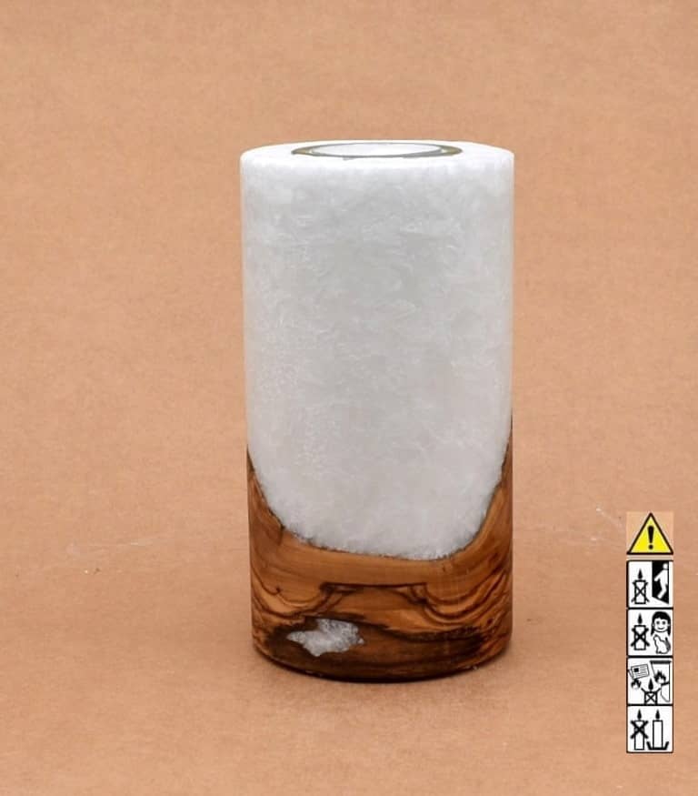 Kerze mit Holz Unikat Rund 80 x 150 mm mit Teelicht Nr.: 10