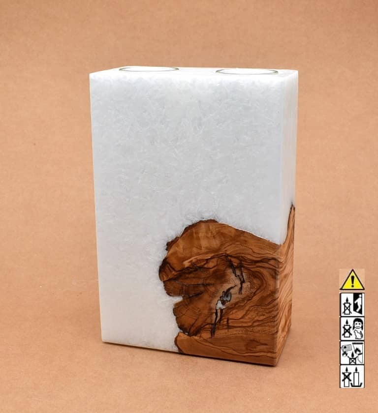 Kerze mit Holz Unikat Quader 140 x 70 x 210 mm 2 x Teelicht Nr.2. Jetzt in unserem Geschenke Onlineshop kaufen.