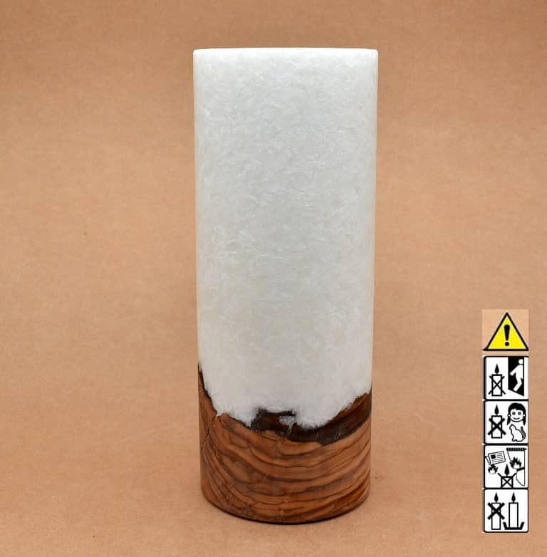 Kerze mit Holz Unikat Rund 100x250mm mit Teelicht. Jetzt in unserem Geschenke Onlineshop kaufen.