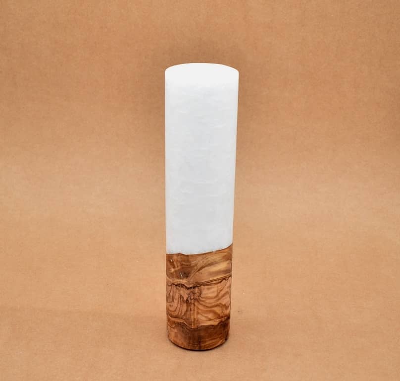 Kerze mit Holz Unikat Rund 60 x 250 mm ohne Teelichteinsatz Nr. 14
