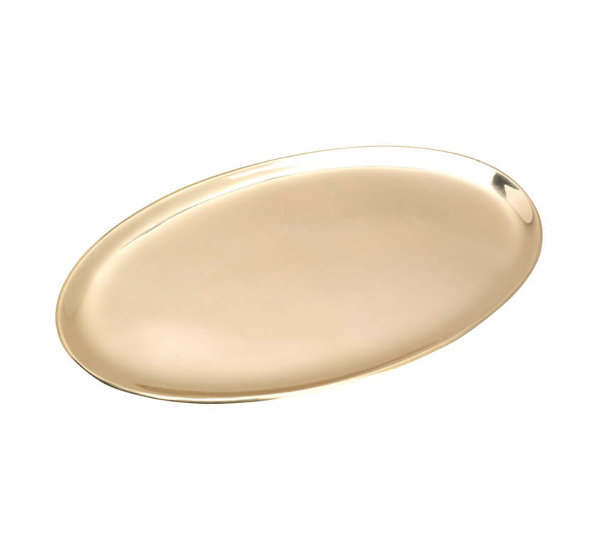 Kerzenteller / Kerzenhalter oval 17 x 10 cm goldoptik poliert 