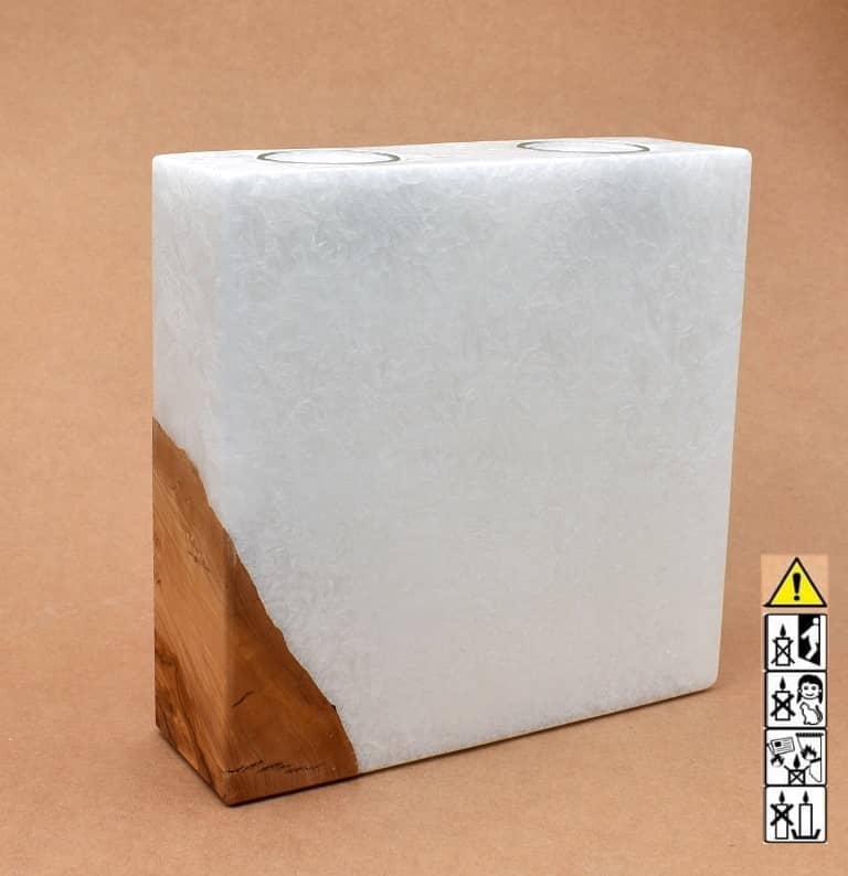 Kerze mit Holz Unikat Quader 70 x 200 x 200 mm 2 x Teelicht Nr.6. Jetzt in unserem Geschenke Onlineshop kaufen.