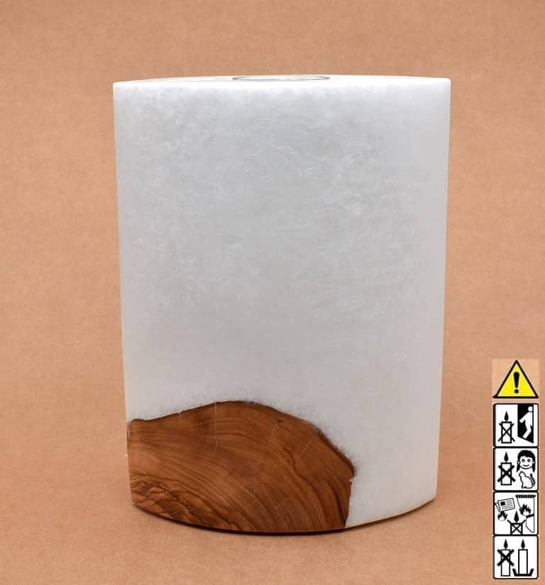 Kerze mit Holz, Teelicht, Unikat Holzkerze, Individuelle ovale Hochzeitskerze mit Holz, Holzelementen Kerze mit Holz Individuelle, perönliche Hochzeitskerze Oval Kanten spitz mit Teelicht im Kerzen online Shop für Hochzeiten bestellen, günstig kaufen.